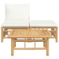 vidaXL Set de muebles de jardín 3 piezas bambú y cojines blanco crema