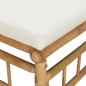 vidaXL Set de muebles de jardín 3 piezas bambú y cojines blanco crema