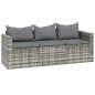 vidaXL Set de muebles de jardín 3 pzas y cojines ratán sintético gris vidaXL Set de muebles de jardín 3 pzas y cojines ratán sintético gris