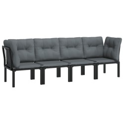 vidaXL Set de muebles de jardín 4 piezas ratán sintético negro y gris