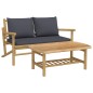 vidaXL Set de muebles de jardín 2 piezas bambú con cojines gris oscuro vidaXL Set de muebles de jardín 2 piezas bambú con cojines gris oscuro