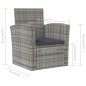 vidaXL Set de muebles de jardín 16 pzas y cojines ratán sintético gris vidaXL Set de muebles de jardín 16 pzas y cojines ratán sintético gris