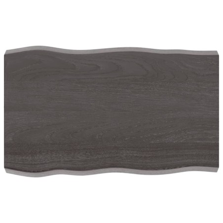 vidaXL Tablero mesa madera tratada borde vivo marrón 80x50x(2-6) cm
