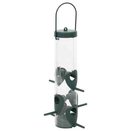 vidaXL Comederos para pájaros 3 uds verde oscuro 17x17x32 cm
