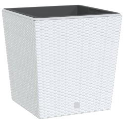 vidaXL Macetero con interior extraíble PP ratán blanco 37/64 L