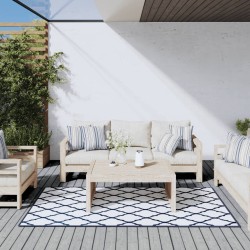 vidaXL Alfombra de exterior azul marino y blanca reversible 100x200 cm