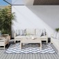vidaXL Alfombra de exterior azul marino y blanca reversible 100x200 cm
