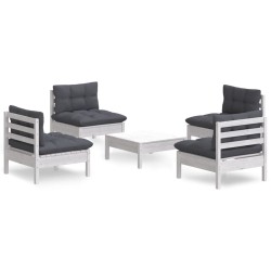 vidaXL Muebles de jardín 5 pzas con cojines antracita madera de pino