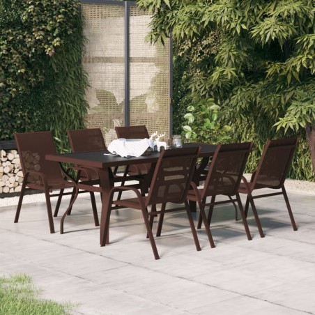 vidaXL Juego de comedor de jardín 7 piezas marrón y negro