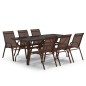 vidaXL Juego de comedor de jardín 7 piezas marrón y negro vidaXL Juego de comedor de jardín 7 piezas marrón y negro