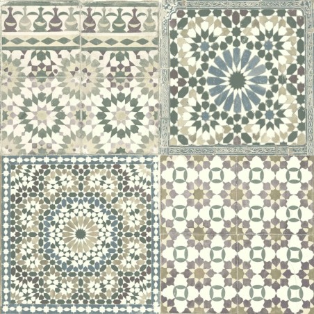DUTCH WALLCOVERINGS Papel pintado azulejos árabes marrón