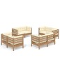 vidaXL Muebles de jardín 8 piezas cojines madera de pino color crema vidaXL Muebles de jardín 8 piezas cojines madera de pino color crema