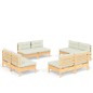 vidaXL Muebles de jardín 8 piezas cojines madera de pino color crema vidaXL Muebles de jardín 8 piezas cojines madera de pino color crema