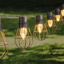 HI Cadena de bombillas LED solares de jardín 10 uds 5,5 cm 
