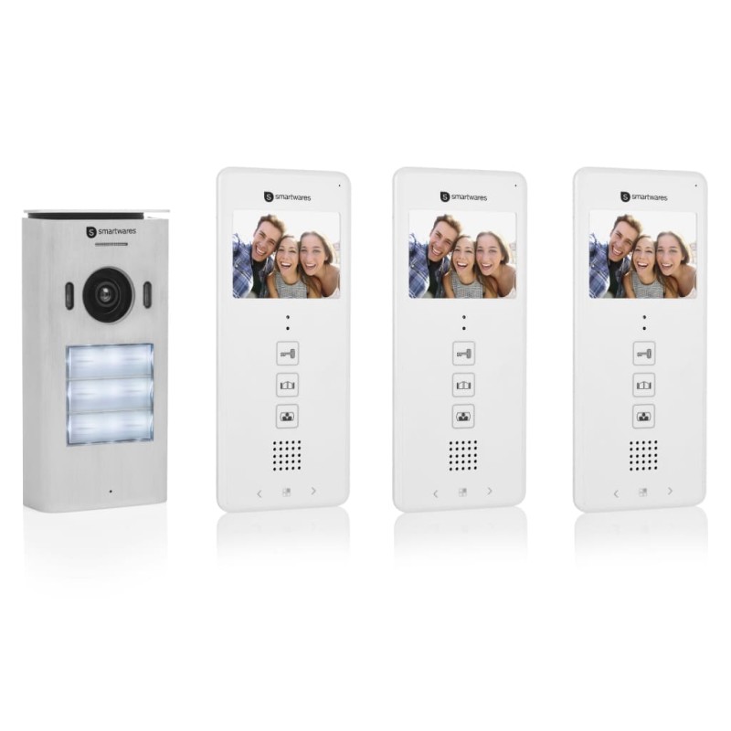 Smartwares Sistema videointerfono 3 apartamentos blanco 20,5x8,6x2,1cm Smartwares Sistema videointerfono 3 apartamentos blanco 20,5x8,6x2,1cm