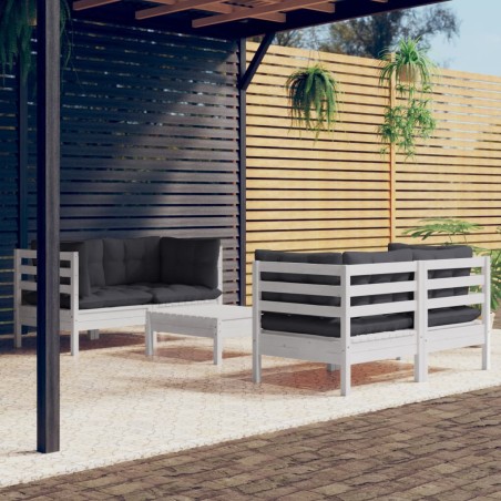 vidaXL Muebles de jardín 5 pzas con cojines antracita madera de pino