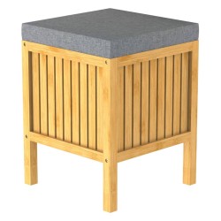 EISL Cesto lavandería 2-en-1 asiento amortiguador bambú 39x39x52,5 cm