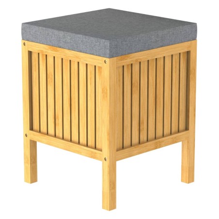 EISL Cesto lavandería 2-en-1 asiento amortiguador bambú 39x39x52,5 cm