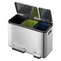 EKO Cubo de pedal EcoCasa 3x15 L plateado mate EKO Cubo de pedal EcoCasa 3x15 L plateado mate