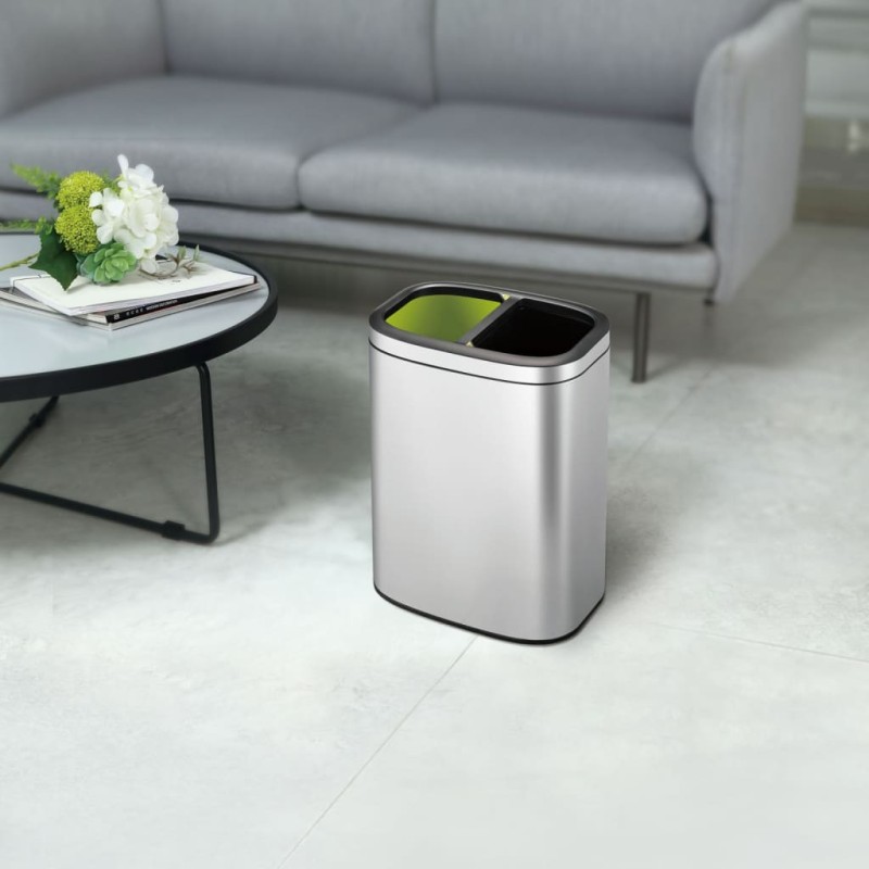 EKO Cubo de basura abierto OLI-Cube 2x10 L plateado mate EKO Cubo de basura abierto OLI-Cube 2x10 L plateado mate