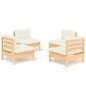 vidaXL Muebles de jardín 4 piezas cojines madera de pino crema