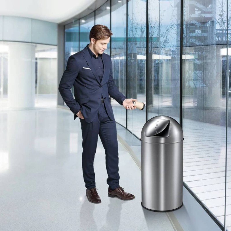 EKO Cubo de basura con tapa de empuje push 40 L plaeado mate EKO Cubo de basura con tapa de empuje push 40 L plaeado mate