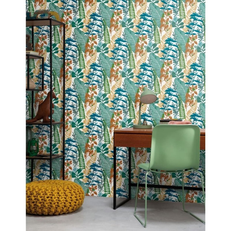 Noordwand Papel de pared Good Vibes Big Leaves azul y verde Noordwand Papel de pared Good Vibes Big Leaves azul y verde