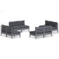 vidaXL Muebles de jardín 8 pzas con cojines antracita madera de pino vidaXL Muebles de jardín 8 pzas con cojines antracita madera de pino