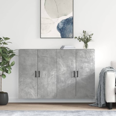 vidaXL Armario de pared 2 unidades gris hormigón 69,5x34x90 cm