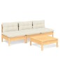 vidaXL Muebles de jardín 4 piezas cojines madera de pino color crema vidaXL Muebles de jardín 4 piezas cojines madera de pino color crema