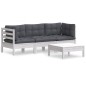 vidaXL Muebles de jardín 4 pzas con cojines madera pino gris antracita