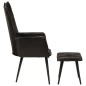 vidaXL Sillón orejero con reposapiés cuero auténtico negro vidaXL Sillón orejero con reposapiés cuero auténtico negro