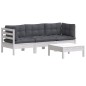 vidaXL Muebles de jardín 4 pzas con cojines madera pino gris antracita