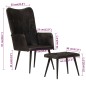 vidaXL Sillón orejero con reposapiés cuero auténtico negro vidaXL Sillón orejero con reposapiés cuero auténtico negro