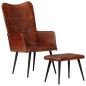 vidaXL Sillón orejero con reposapiés cuero auténtico marrón vidaXL Sillón orejero con reposapiés cuero auténtico marrón