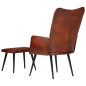 vidaXL Sillón orejero con reposapiés cuero auténtico marrón vidaXL Sillón orejero con reposapiés cuero auténtico marrón
