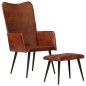 vidaXL Sillón orejero con reposapiés cuero auténtico marrón vidaXL Sillón orejero con reposapiés cuero auténtico marrón