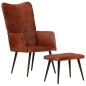 vidaXL Sillón orejero con reposapiés cuero auténtico marrón vidaXL Sillón orejero con reposapiés cuero auténtico marrón