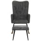 vidaXL Mecedora con taburete reposapiés lona negro vintage vidaXL Mecedora con taburete reposapiés lona negro vintage