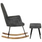 vidaXL Mecedora con taburete reposapiés lona negro vintage vidaXL Mecedora con taburete reposapiés lona negro vintage