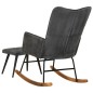 vidaXL Mecedora con taburete reposapiés lona negro vintage vidaXL Mecedora con taburete reposapiés lona negro vintage