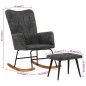 vidaXL Mecedora con taburete reposapiés lona negro vintage vidaXL Mecedora con taburete reposapiés lona negro vintage