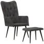 vidaXL Sillón orejero con reposapiés lona negro vintage vidaXL Sillón orejero con reposapiés lona negro vintage