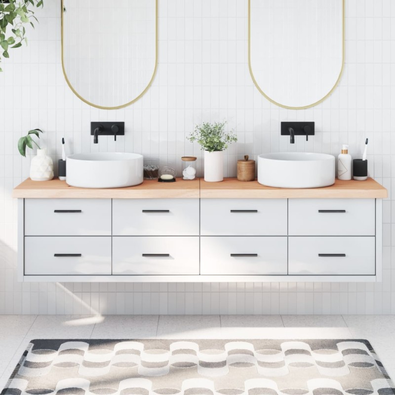 vidaXL Encimera de baño madera maciza sin tratar 200x40x(2-6) cm vidaXL Encimera de baño madera maciza sin tratar 200x40x(2-6) cm