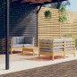 vidaXL Juego de muebles de jardín 5 pzas y cojines madera de pino gris