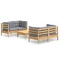 vidaXL Juego de muebles de jardín 5 pzas y cojines madera de pino gris