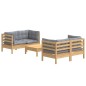 vidaXL Juego de muebles de jardín 5 pzas y cojines madera de pino gris