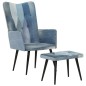 vidaXL Sillón con reposapiés lona patchwork azul vaquero vidaXL Sillón con reposapiés lona patchwork azul vaquero