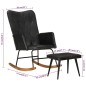 vidaXL Mecedora con taburete cuero auténtico negro