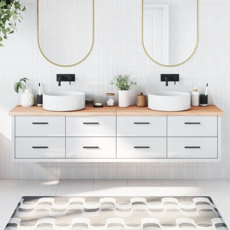 vidaXL Encimera de baño madera maciza sin tratar 220x40x(2-4) cm